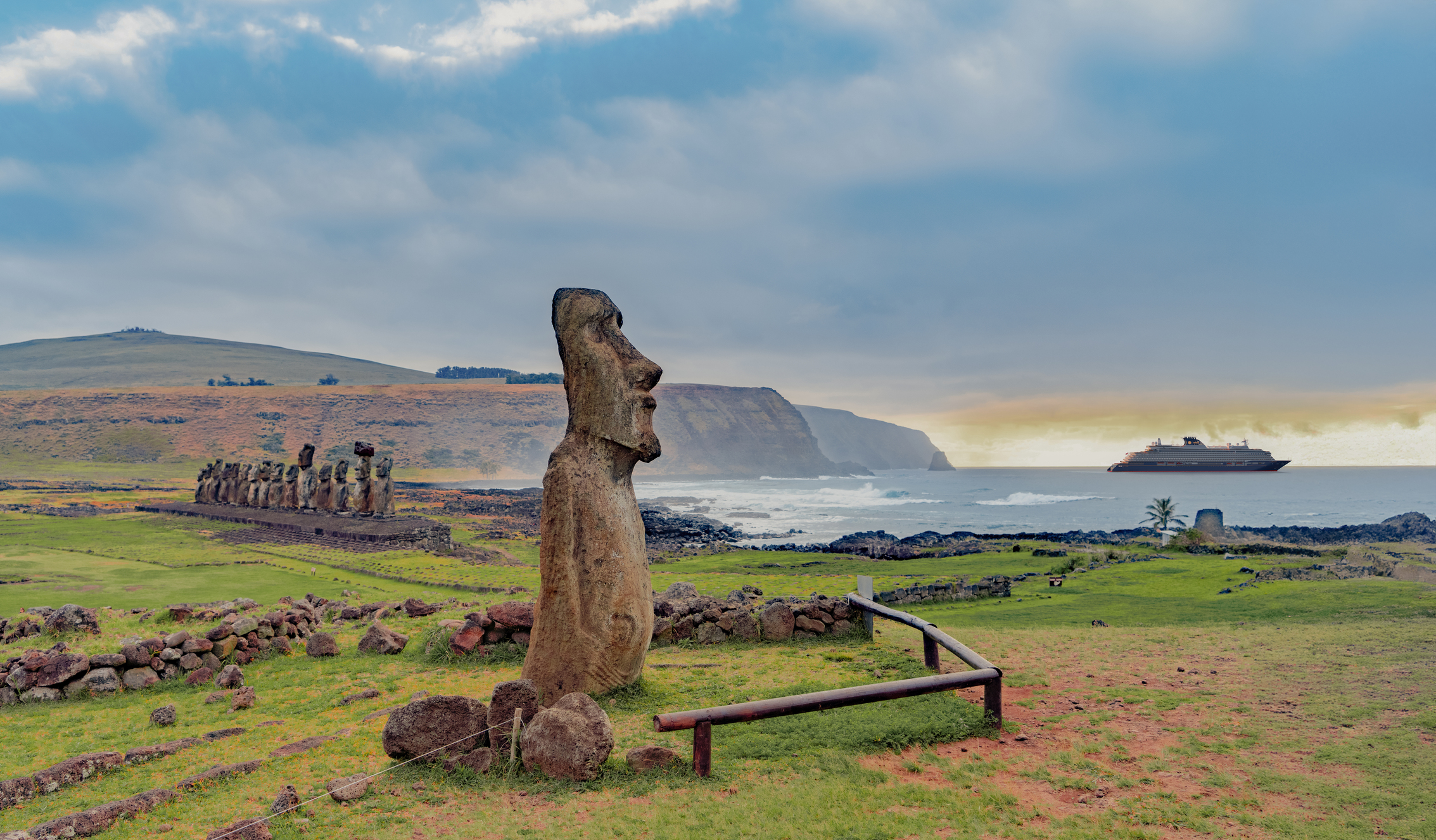 旅程中将拜访智利复活节岛，探索失落文明的秘密。