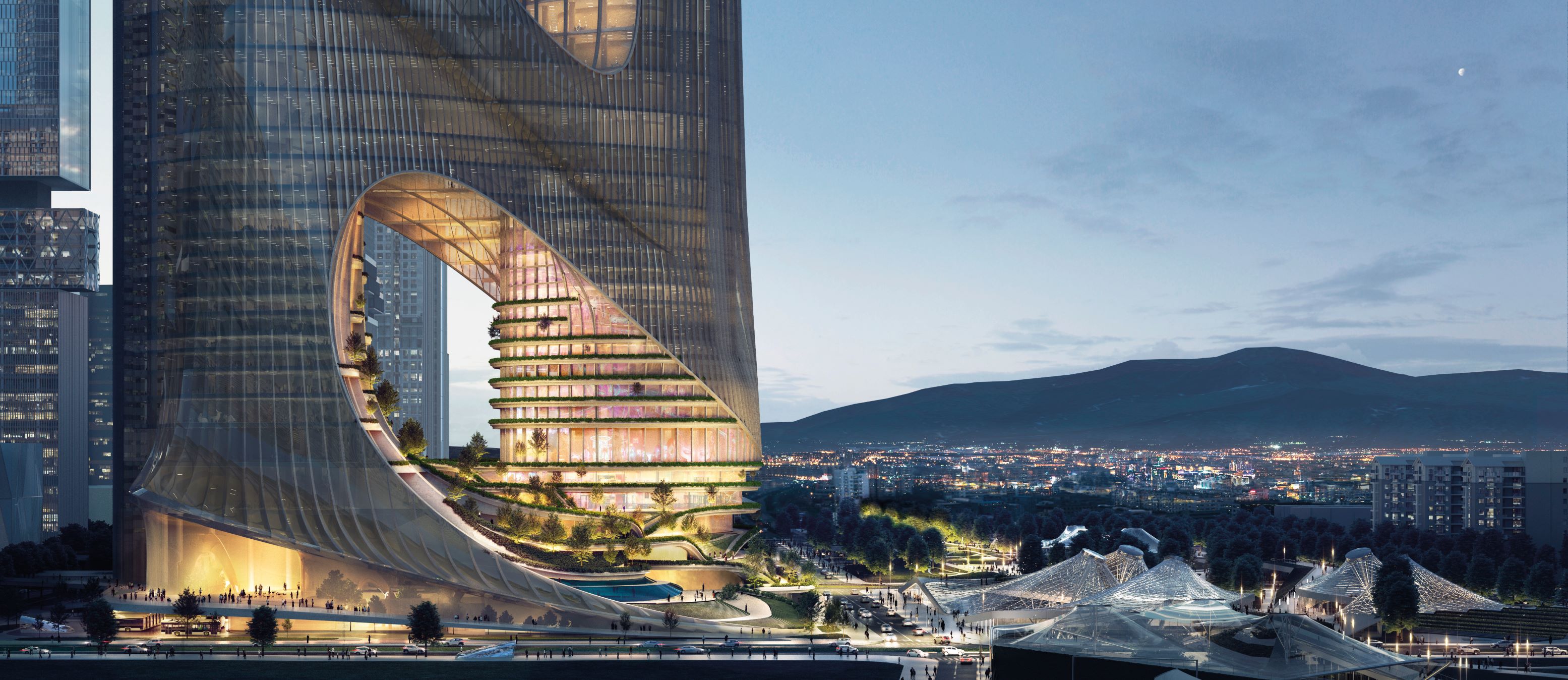 未來系環保建築 - 多維垂直城市