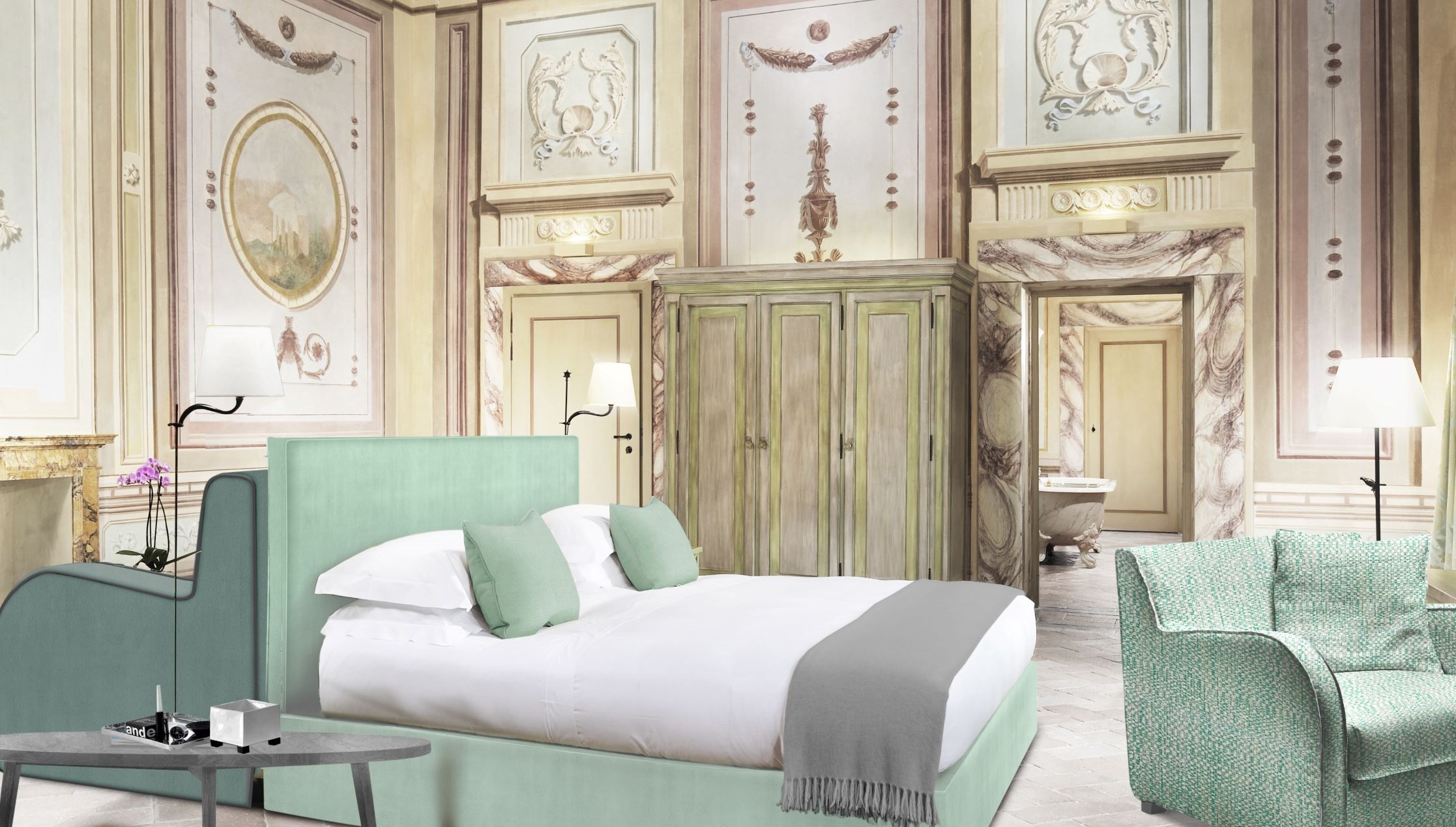 高级套房则保留着古老装饰元素，让旅客仿佛穿梭在古典贵族的住所。