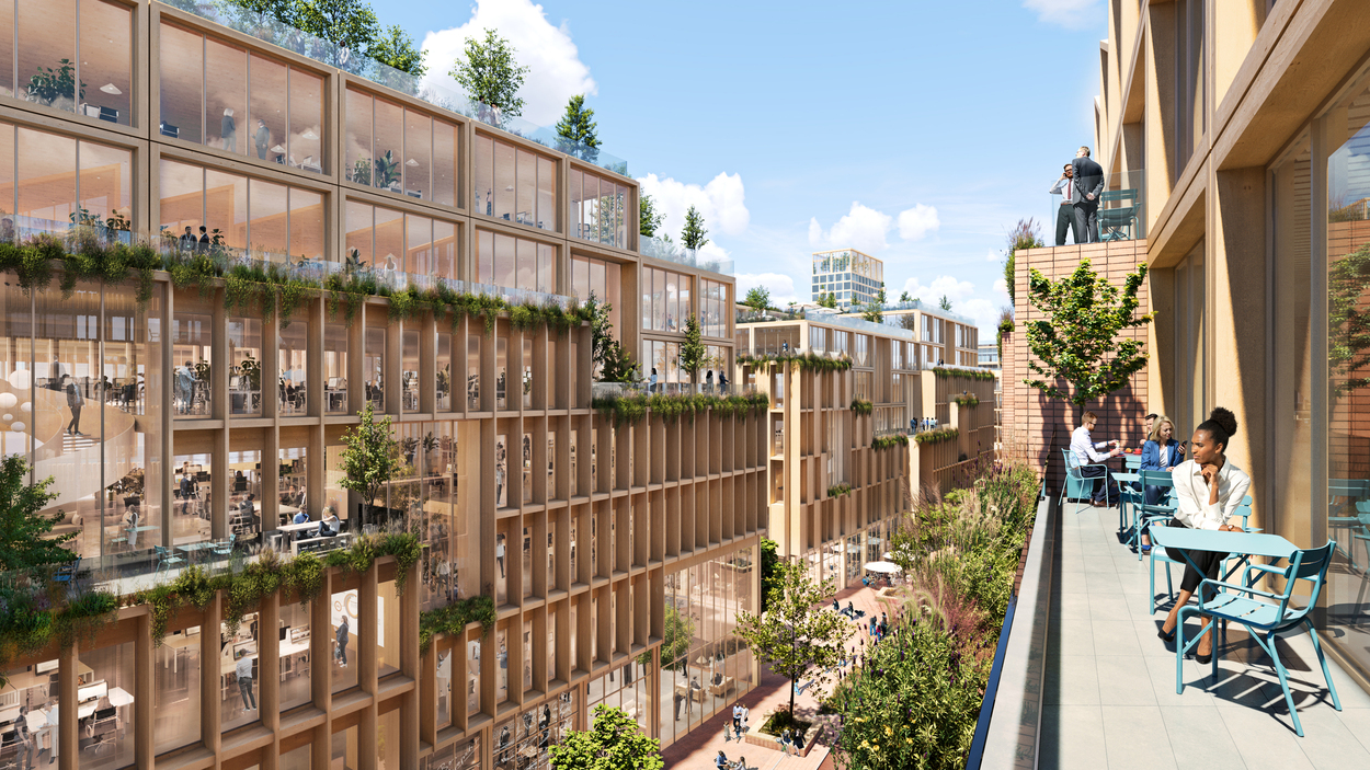 除了設計有休閒露臺、陽台，Stockholm Wood City 也以垂直綠化設計，讓建築與自然共生。