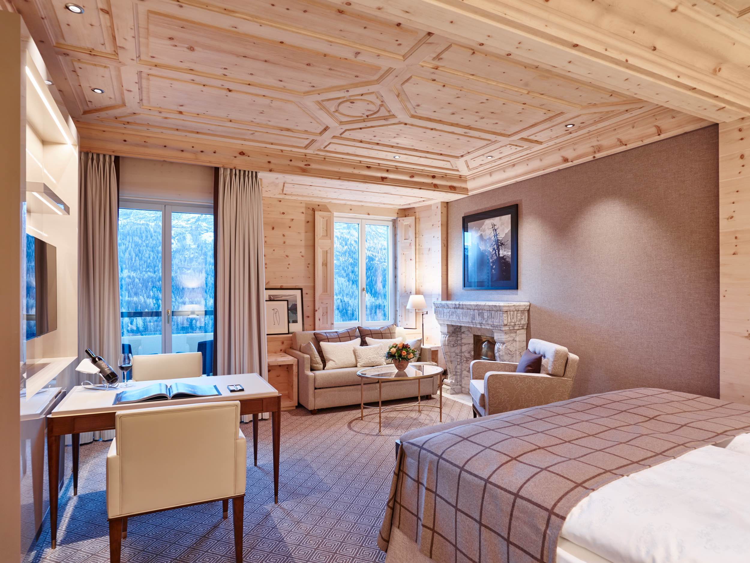 Kulm Hotel 以原木打造而成的舒适套房