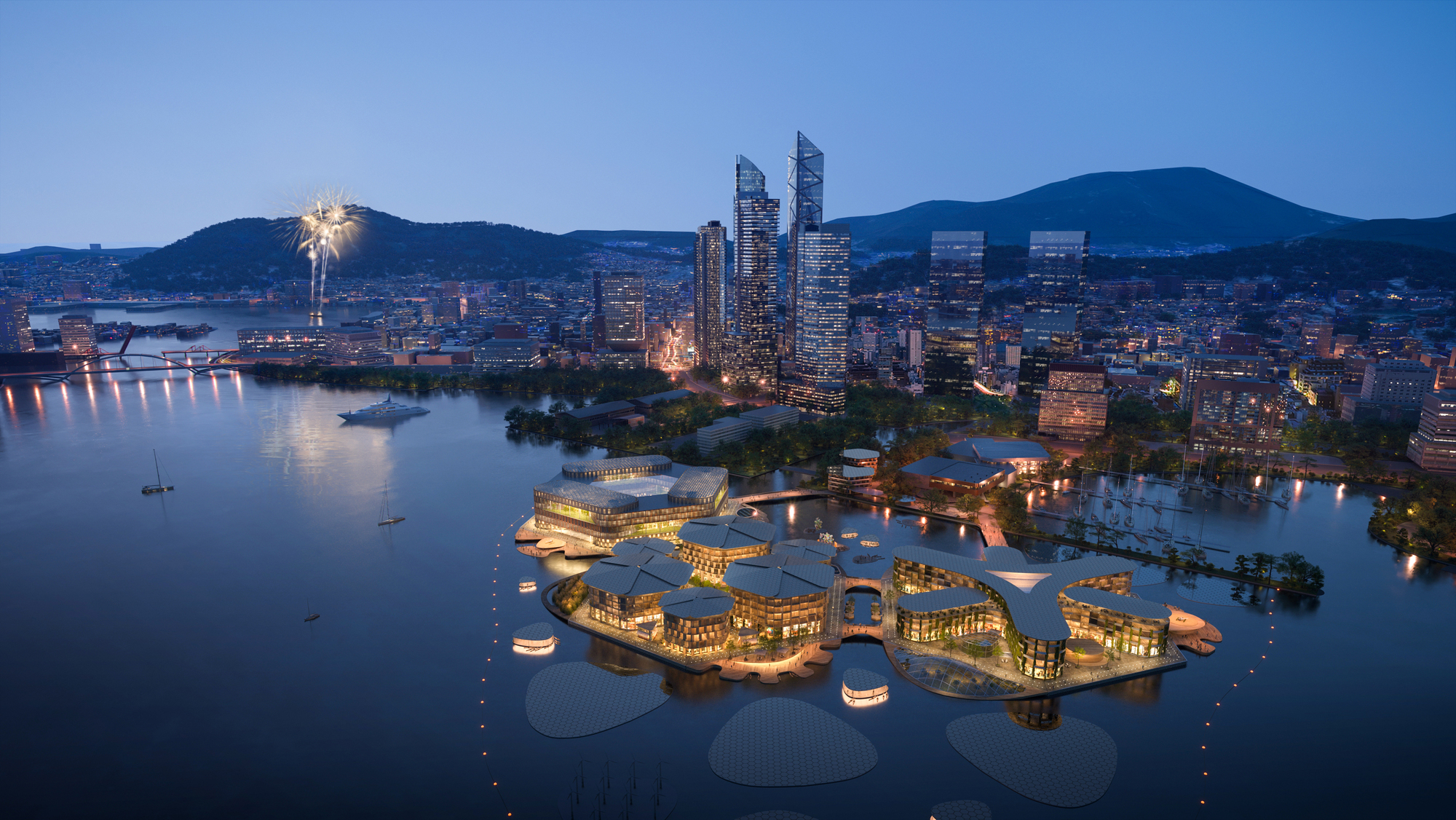 以釜山北港区为建造基地的 OCEANIX Busan， 将以模组化海上城市系统，成为陆地城市的有机延续。