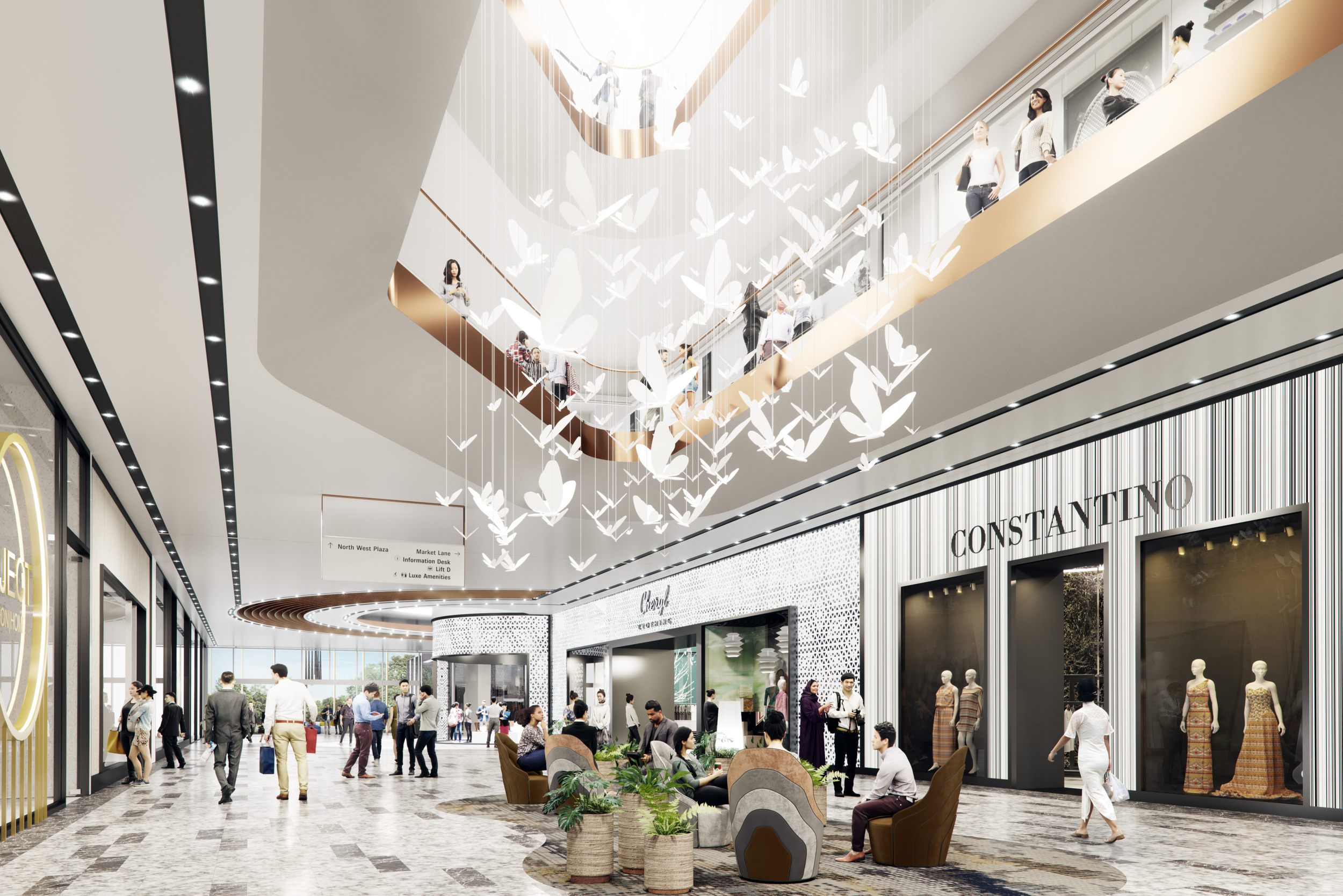 The Exchange TRX 商場內， 以時尚又明亮的空間設計，營造輕快愉悅的購物氛圍。