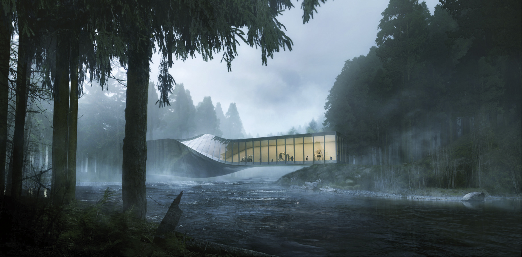 Twisted Museum 將蜿蜒的小河、森林河岸與陡峭地形融為藝術風景。