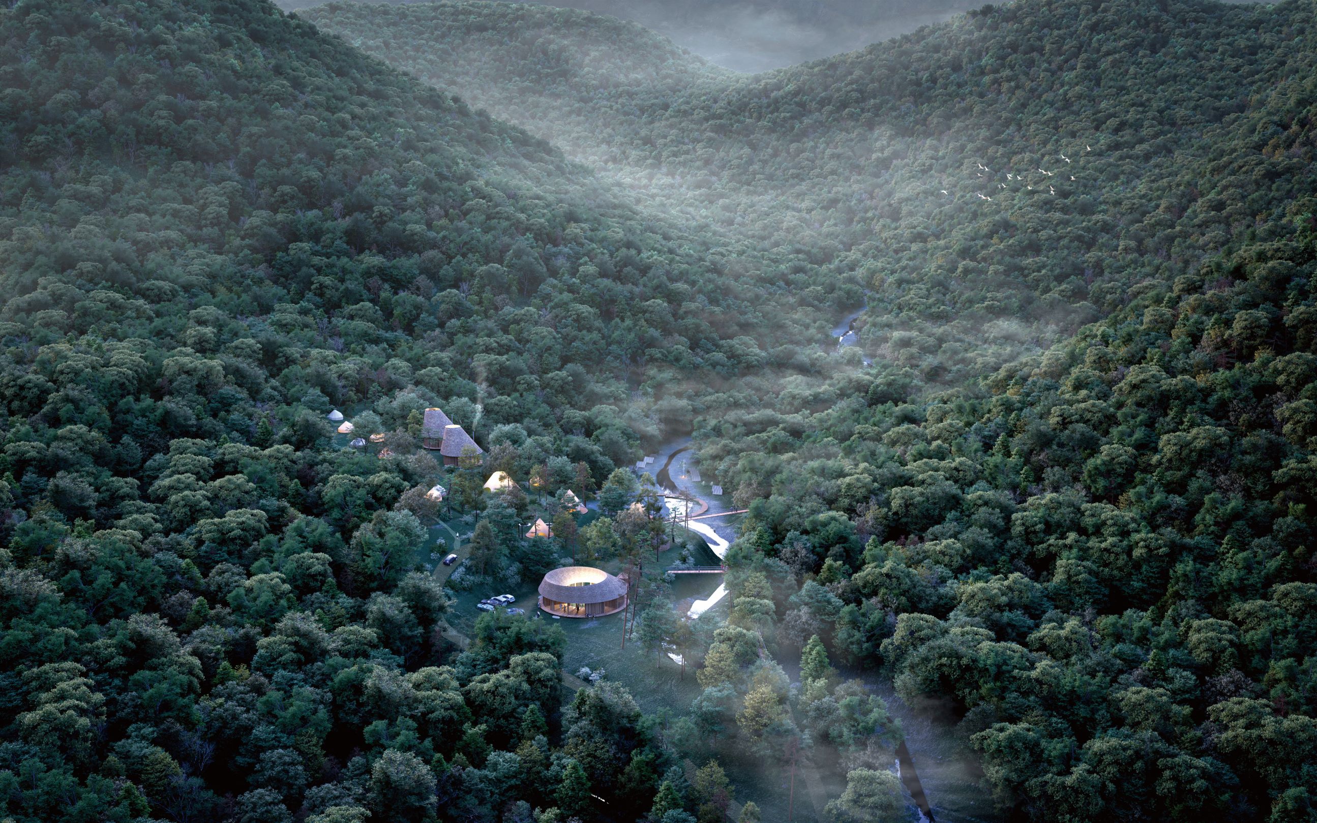 坐落在群山绿意间的 Hygge Circles Ugakei by Nordisk，以融入自然的幸福渡假体验，推广永续生活。