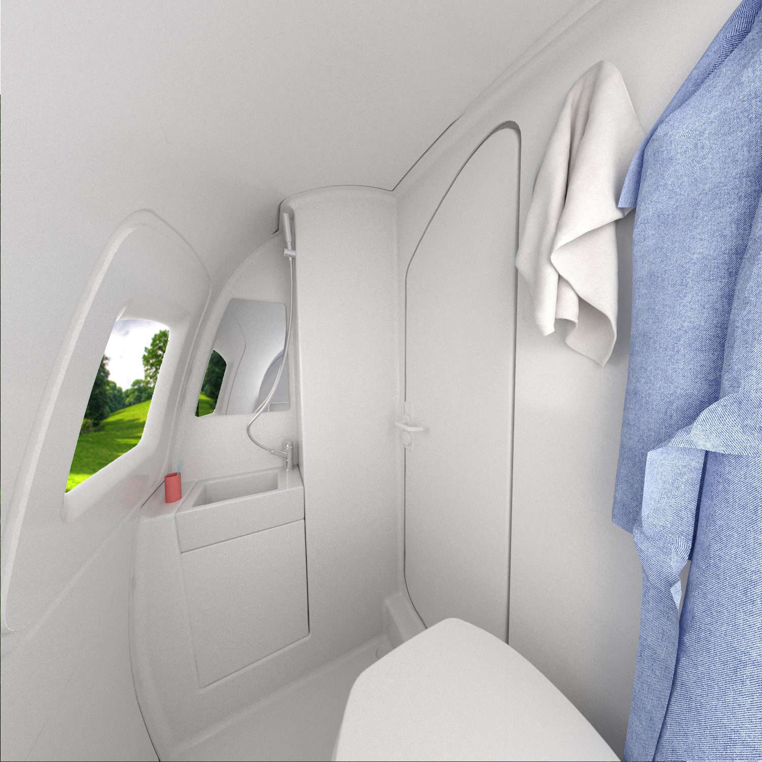 Ecocapsule 小而美的衛浴空間。