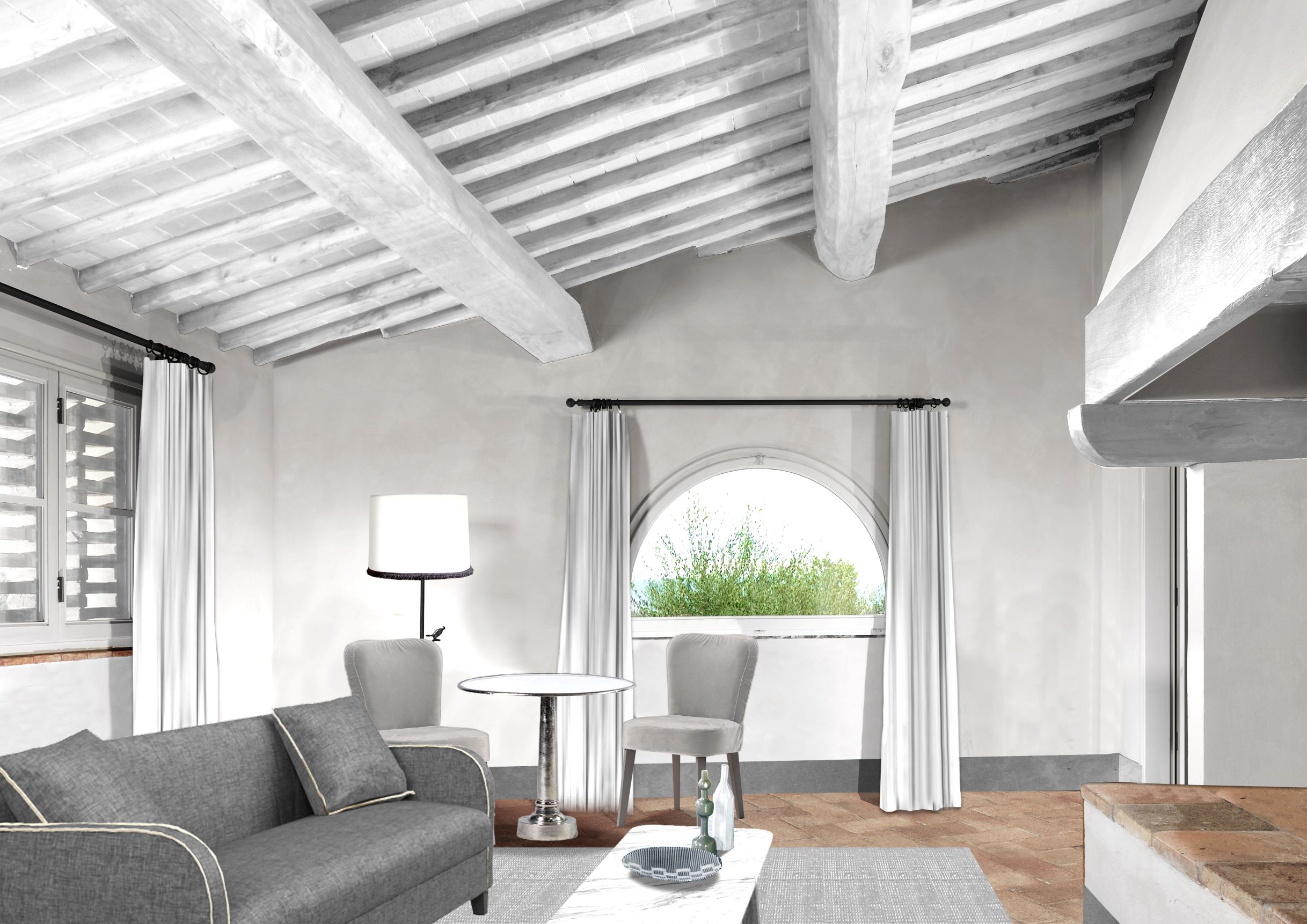 每一间套房均享有整个基安蒂乡村全景，能眺望葡萄园与橄榄树林。