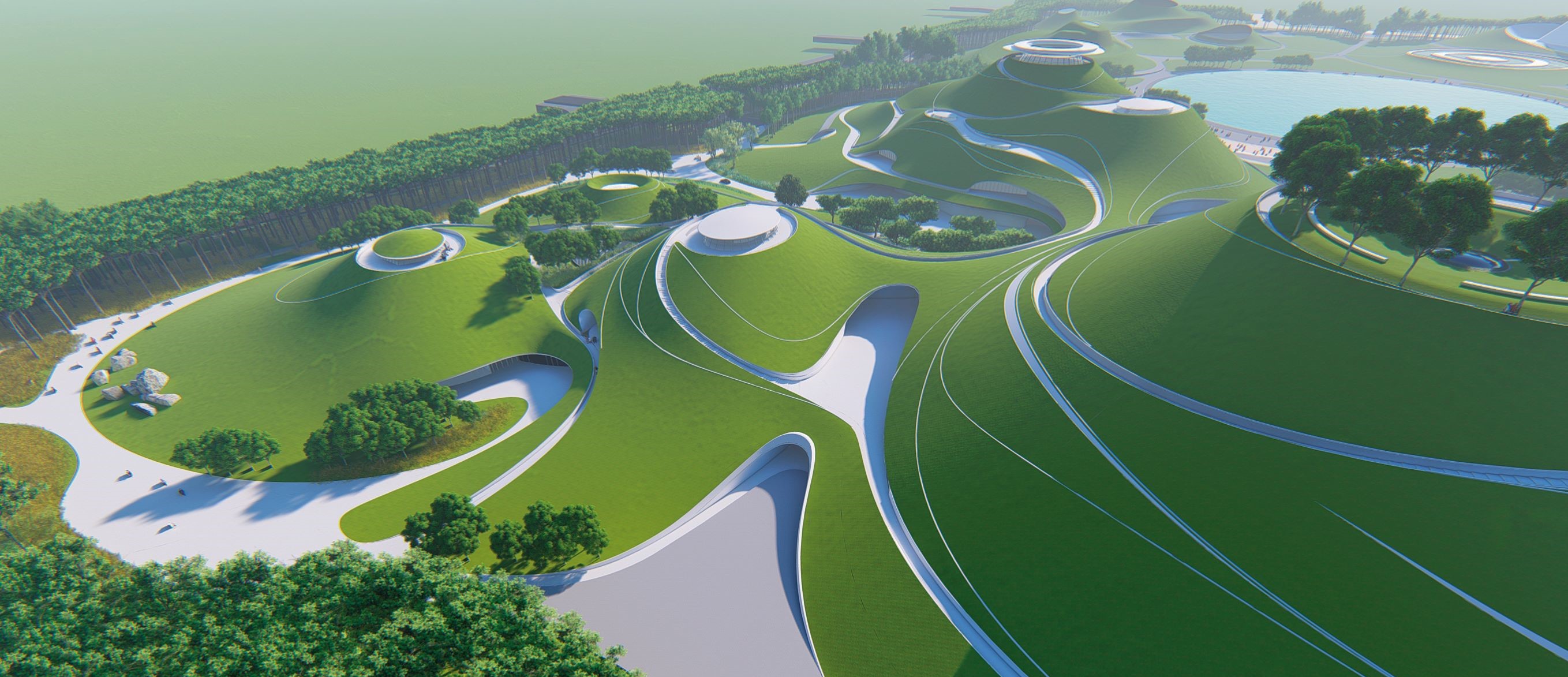 BLENDING WITH NATURE: QUZHOU SPORTS CAMPUS 建築隱身術:融入地景的創意建築 - 一座「消失」的體育場