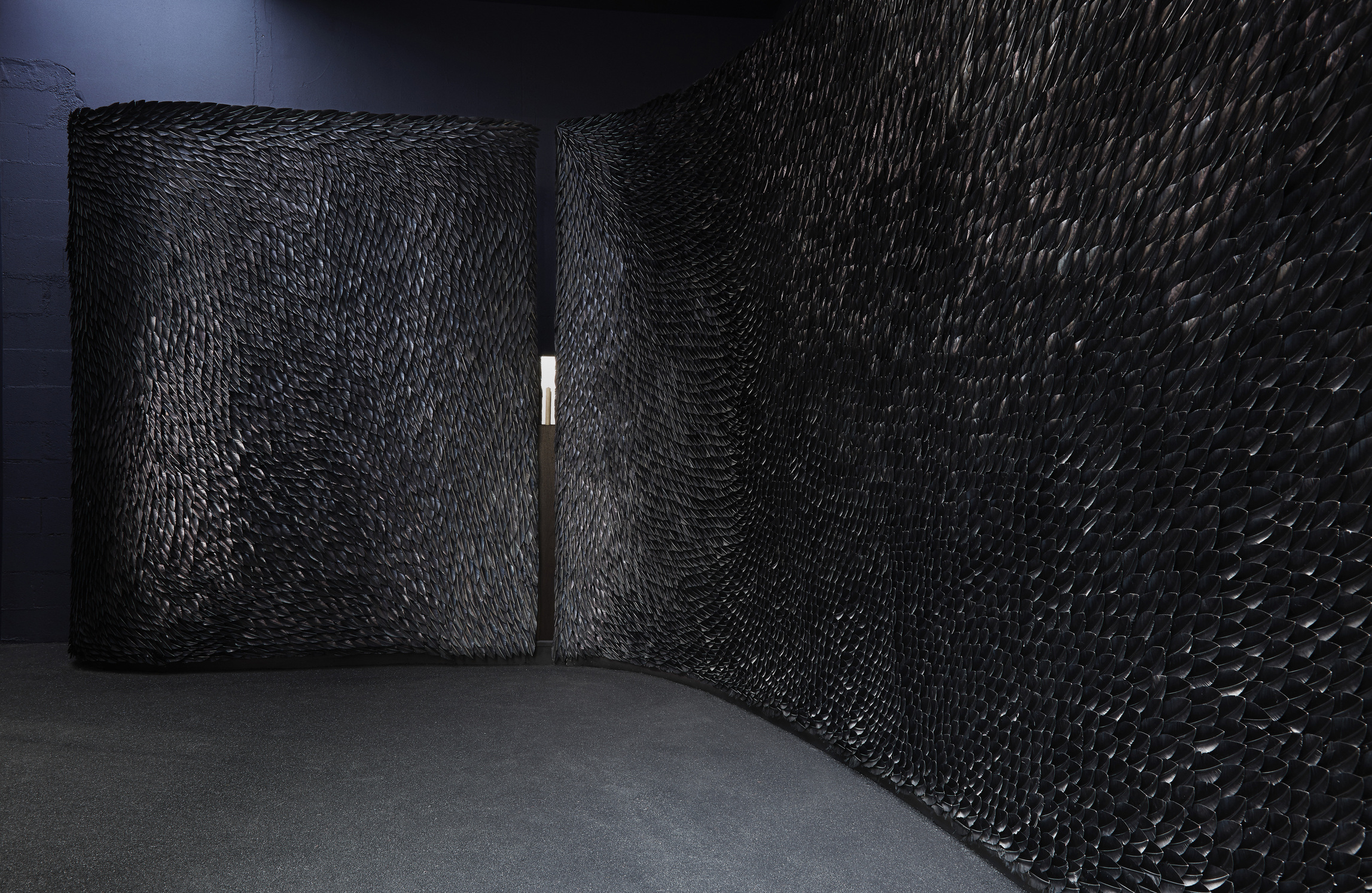 2018 年在巴黎东京宫（ Palais de Tokyo ）展出的面积达 20 平方公尺，由超过 12,000 根手工切割的火鸡羽毛组成，以印度墨水逐一染色，再黏贴定位。整件作品耗费 1,000 小时，由 12 人团队在 15 天内完成。