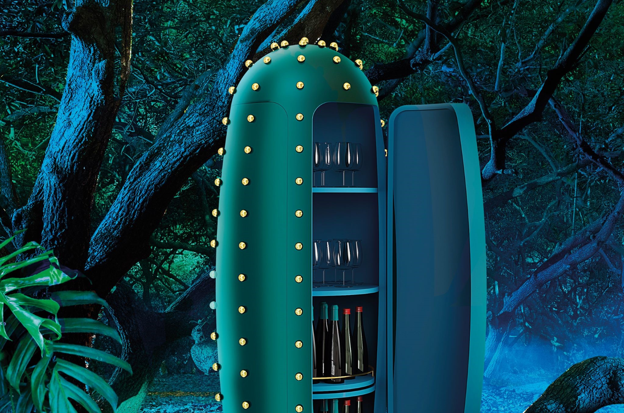 猶如仙人掌的 Oasis，是一款強烈視覺且具實用價值的新穎的深綠色櫥櫃。