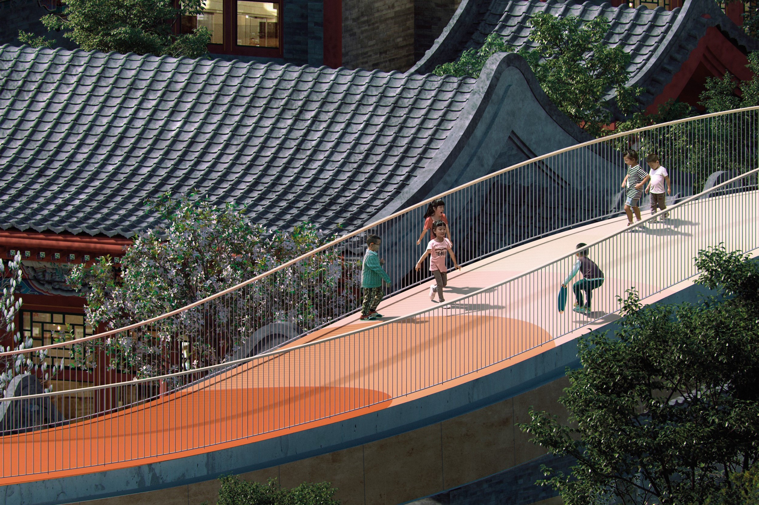 NEW MODERN SCHOOL BUILDINGS: COURTYARD KINDERGARTEN 全球新摩登校园 - 漂浮屋顶游乐场