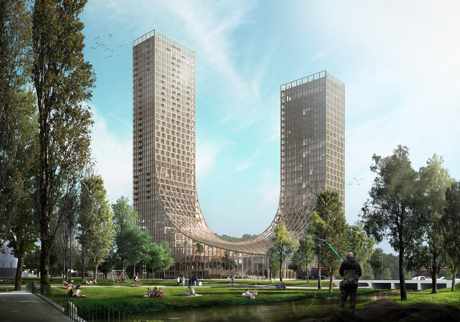 The Dutch Mountains 以 U 型建筑设计，创造出雕塑般的建筑外观。