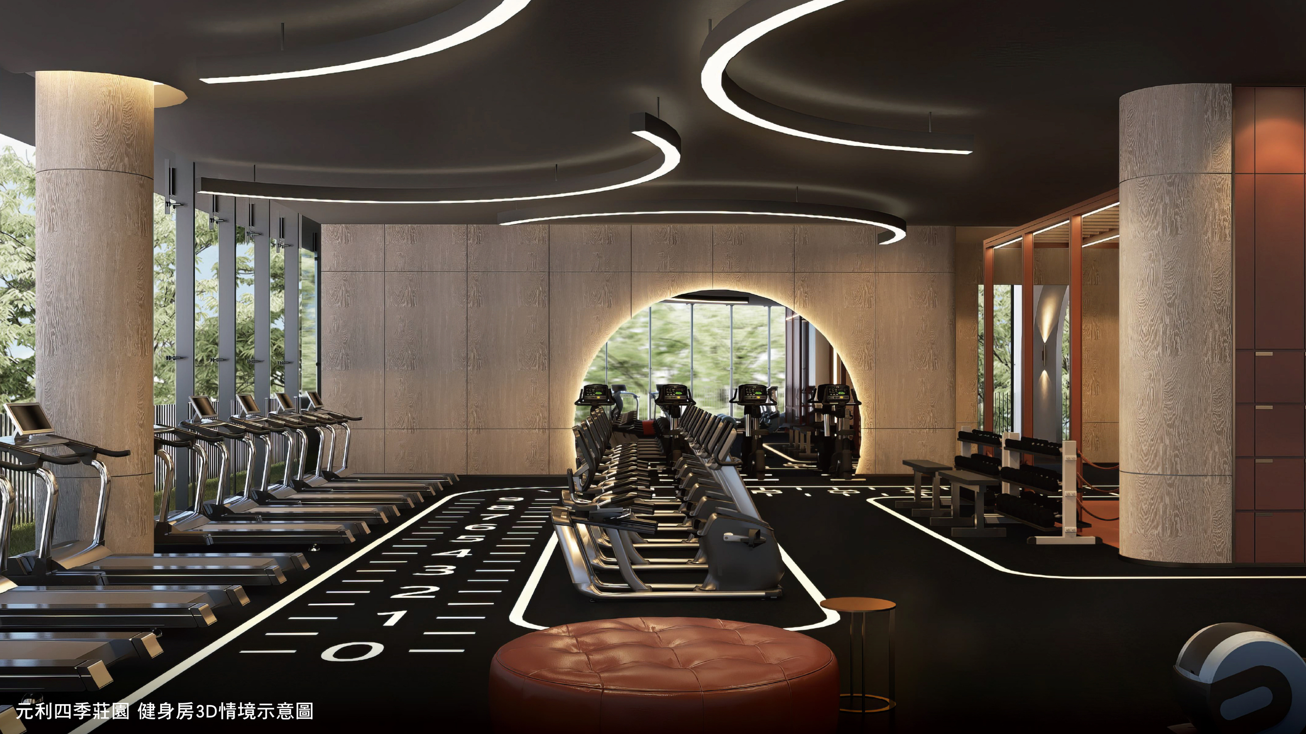 環景綠意與極簡線條構築動感場域,讓健身不僅是鍛鍊,更是一種身心平衡的生活態度。